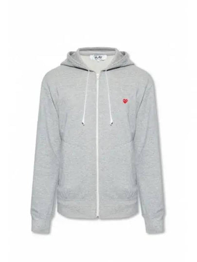 Small Red Heart Waffen Zip Up Hoodie Grey - COMME DES GARCONS - BALAAN 2