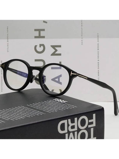 Blue light blocking glasses frame TF6008DB 002 round matte black Asian fit horn rim - TOM FORD - BALAAN 2