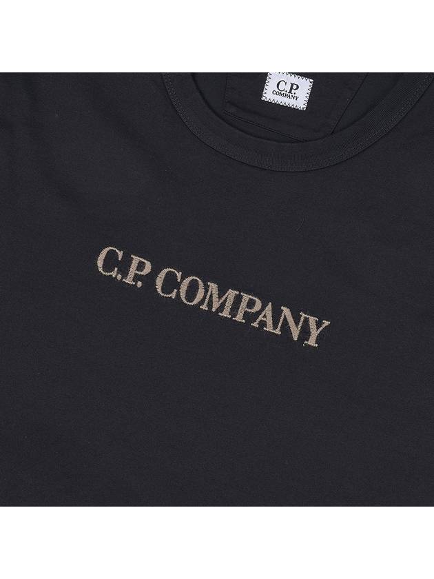 Embroidered Logo Crew Neck Cotton Short Sleeve T-Shirt Black - CP COMPANY - BALAAN 6