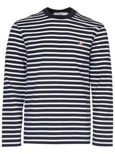 Fox Logo Stripe Long Sleeve T-Shirt Navy - MAISON KITSUNE - BALAAN 1