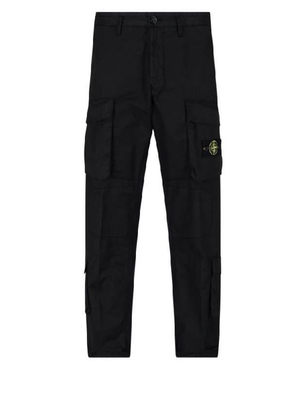 Men's Supima Waffen Cargo Baggy Pants Black - STONE ISLAND - BALAAN.