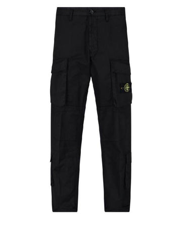 Men's Supima Waffen Cargo Baggy Pants Black - STONE ISLAND - BALAAN.