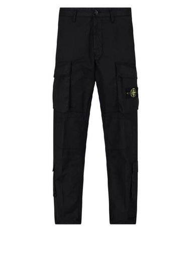 Supima Cotton Twill Stretch Cargo Pants Black - STONE ISLAND - BALAAN 1