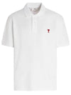 Heart Logo Polo Shirt White - AMI - BALAAN 2