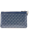 Jet Set Monogram Leather Clutch Bag Navy - MICHAEL KORS - BALAAN 4