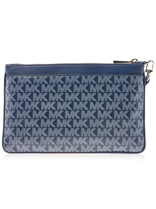 Jet Set Monogram Leather Clutch Bag Navy - MICHAEL KORS - BALAAN 4