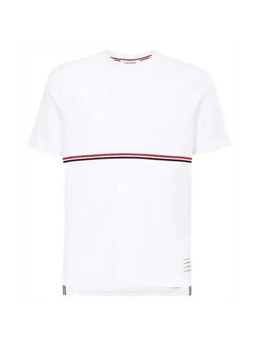 Midweight Jersey Short Sleeve T-Shirt White - THOM BROWNE - BALAAN 1