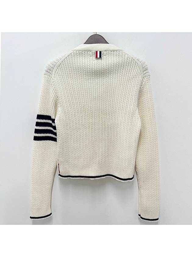 4 Bar Cable Wool Crop Cardigan Ivory - THOM BROWNE - BALAAN 3