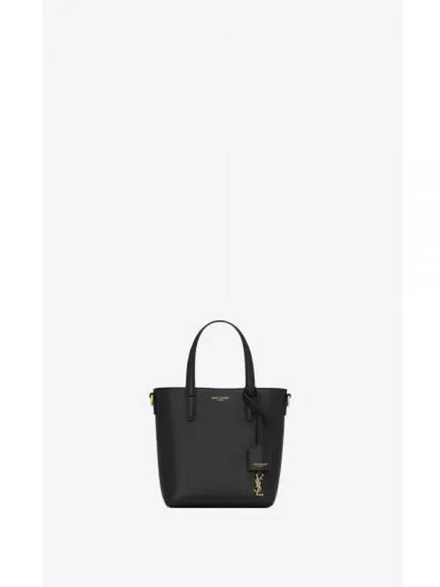 Toy Small Leather Shopping Box Tote Bag Black - SAINT LAURENT - BALAAN 2