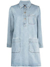 A.P.C. Women's Aurelia Denim Short Dress Stone Wash Indigo COFDI F05822 IAL - A.P.C. - BALAAN