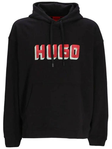 Logo Print Cotton Hoodie Black - HUGO BOSS - BALAAN 1