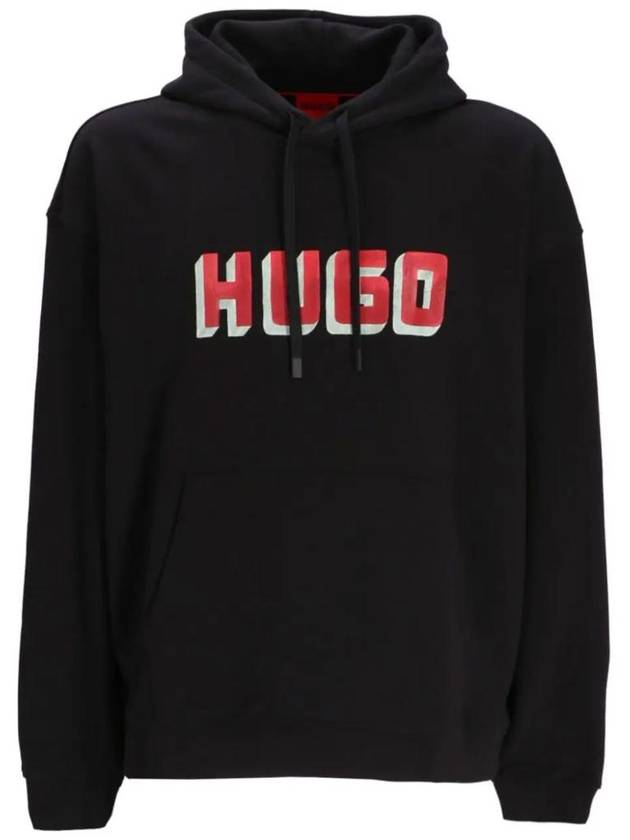 Logo Print Cotton Hoodie Black - HUGO BOSS - BALAAN 1