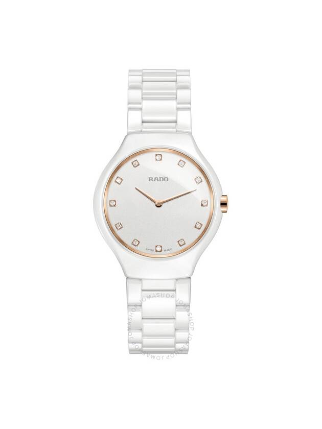 Rado True Round Thinline Quartz Diamond White Dial Ladies Watch R27958722 - RADO - BALAAN 1