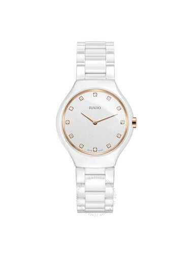 Rado True Round Thinline Quartz Diamond White Dial Ladies Watch R27958722 - RADO - BALAAN 1