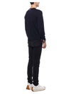 Intarsia Stitch Crew Neck Merino Wool Knit Top Navy - THOM BROWNE - BALAAN 7