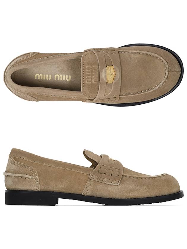 Suede Penny Loafer Ecru - MIU MIU - BALAAN 2