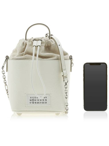 5AC Number Logo Texture Leather Bucket Bag Ivory - MAISON MARGIELA - BALAAN 7