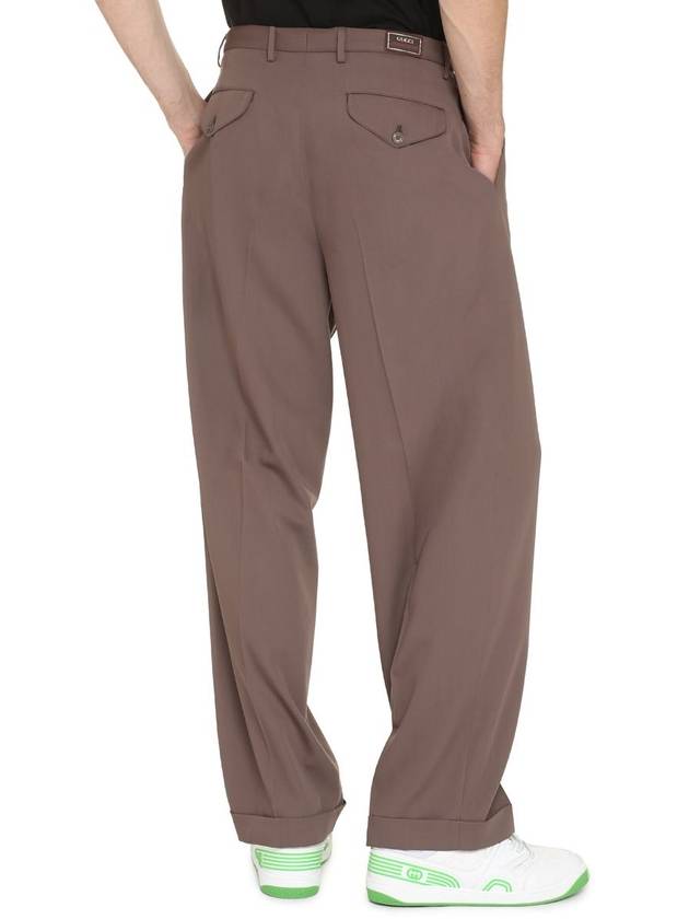 label wool straight pants brown - GUCCI - BALAAN 5