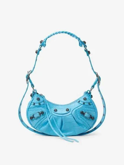 Le Cagole XS  Crocodile Embossed Shoulder Bag Blue Sky - BALENCIAGA - BALAAN 2