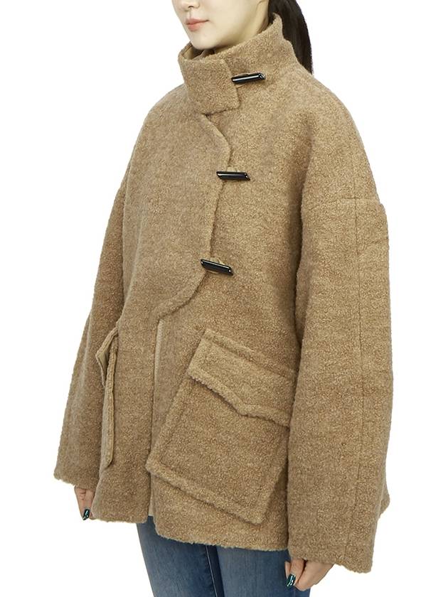 Boucle Wool Shoulder Zip-Up Jacket Tiger's Eye - GANNI - BALAAN 6