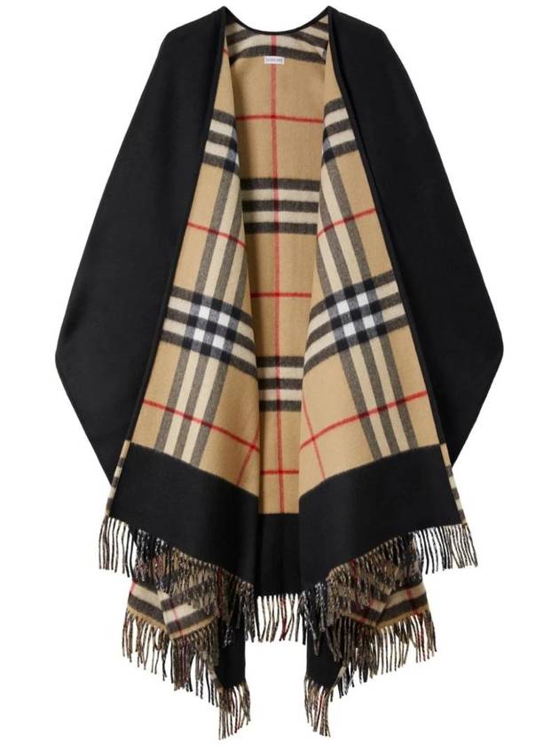 Vintage Check Pattern Wool Cashmere Cape Black - BURBERRY - BALAAN 1