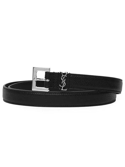 Men's Monogram Grain Belt Black - SAINT LAURENT - BALAAN 2