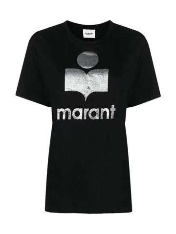 23SS Jewel Logo Linen TShirt TS0001FA A1N10E 01BK - ISABEL MARANT - BALAAN 1