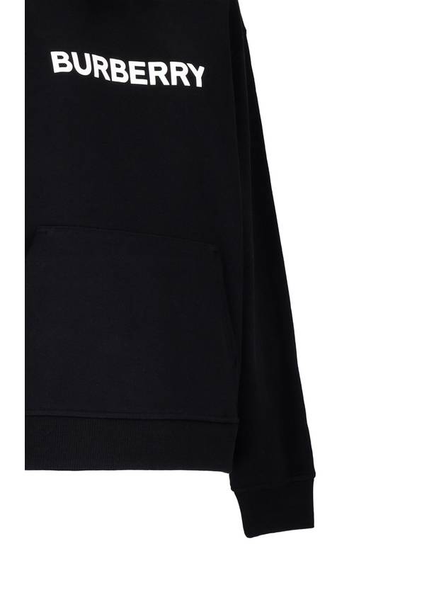 Logo Print Cotton Oversized Hoodie Black - BURBERRY - BALAAN 4