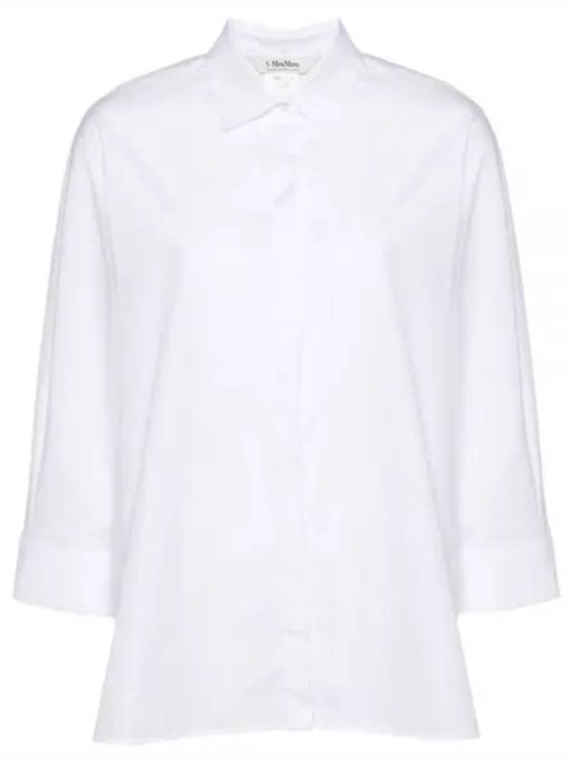 Delfina Crop Sleeve Cotton Shirt White - MAX MARA - BALAAN 2