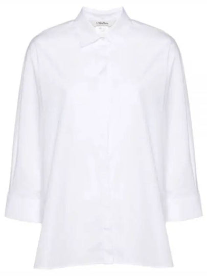 Delfina Crop Sleeve Cotton Shirt White - MAX MARA - BALAAN 2