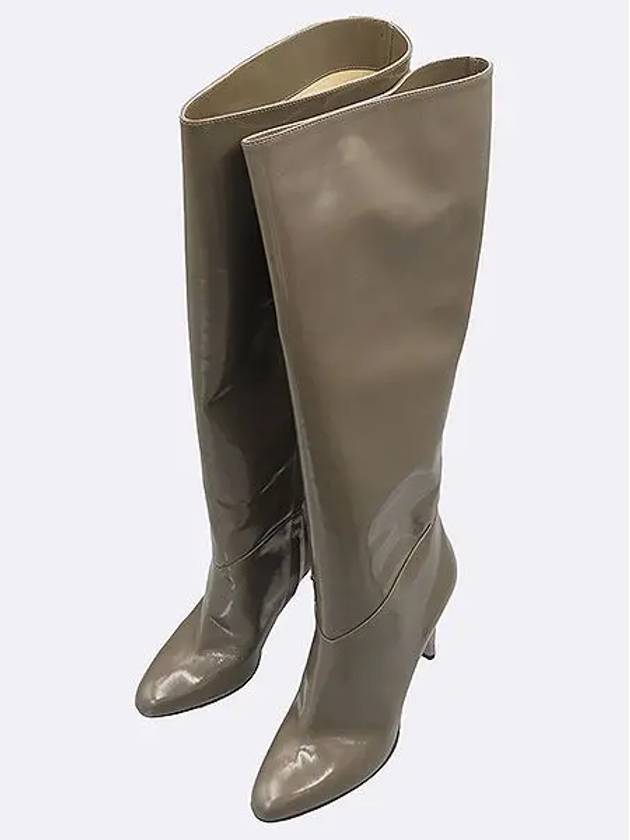 Moss Gray Glossy Leather Women s Long Boots 245MM - JIMMY CHOO - BALAAN 5