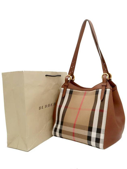 House Check Brown Leather Canterbury Small Tote Shoulder Bag - BURBERRY - BALAAN 2