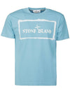 Stencil One Logo Short Sleeve T-Shirt Light Blue - STONE ISLAND - BALAAN 1