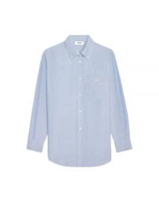 Tomboy Striped Silk Long Sleeve Shirt Light Blue - CELINE - BALAAN 2