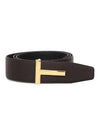 T Buckle Reversible Leather Belt Black Brown - TOM FORD - BALAAN 3