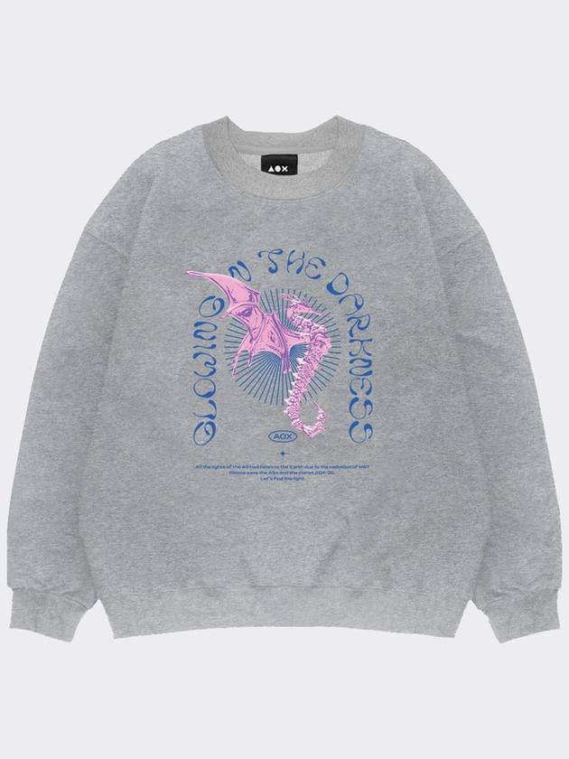 Glowing Sea Horse Sweatshirt Gray - AOX - BALAAN 5