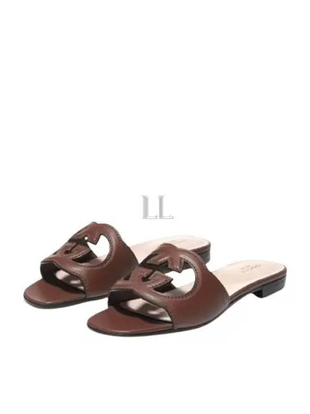 Women's Interlocking G Cut Out Slide Sandals Brown - GUCCI - BALAAN 2