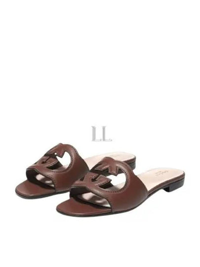 Women's Interlocking G Cut Out Slide Sandals Brown - GUCCI - BALAAN 2