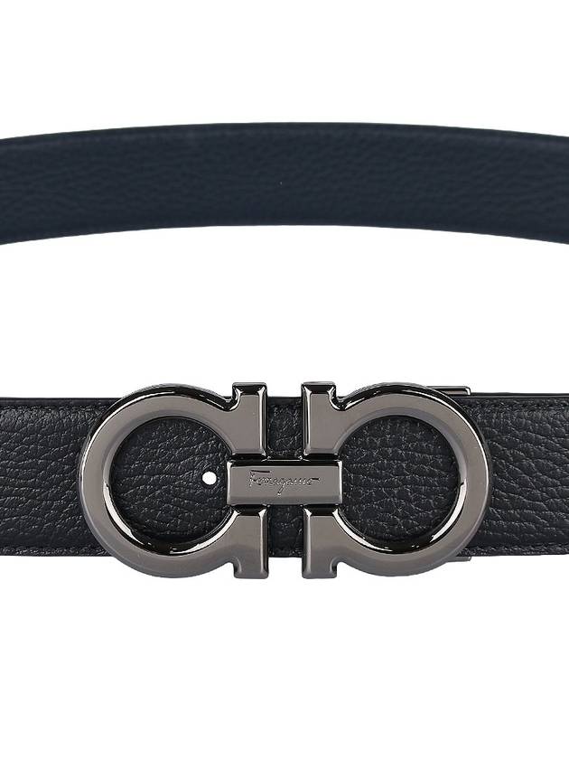 Reversible Gancini Leather Belt Navy - SALVATORE FERRAGAMO - BALAAN 8