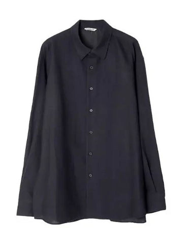 AIRY WOOL VIYELLA SHIRT A23AS03VT DARK NAVY Long Sleeve - AURALEE - BALAAN 1