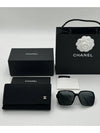 Square Sunglasses Acetate Black Frame Gray Lens Asian Fit - CHANEL - BALAAN 8