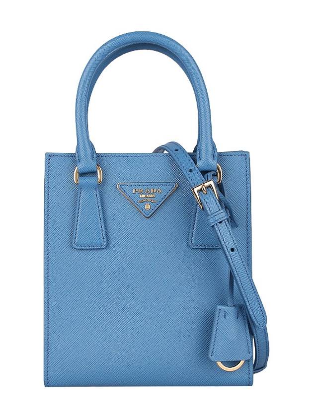 Triangular Logo Saffiano Leather Tote Bag Blue - PRADA - BALAAN 2