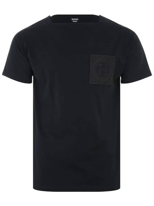 Embroidery Pocket Short-Sleeve T-Shirt Black - HERMES - BALAAN 1