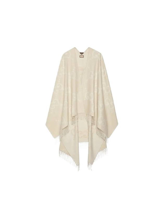 Reversible Jumbo GG Cashmere Cape Camel White - GUCCI - BALAAN 2