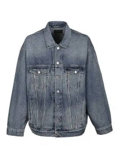 Back Logo Print Oversized Denim Jacket Blue - BALENCIAGA - BALAAN 2