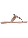 Miller Logo Leather Flip Flops Beige - TORY BURCH - BALAAN.