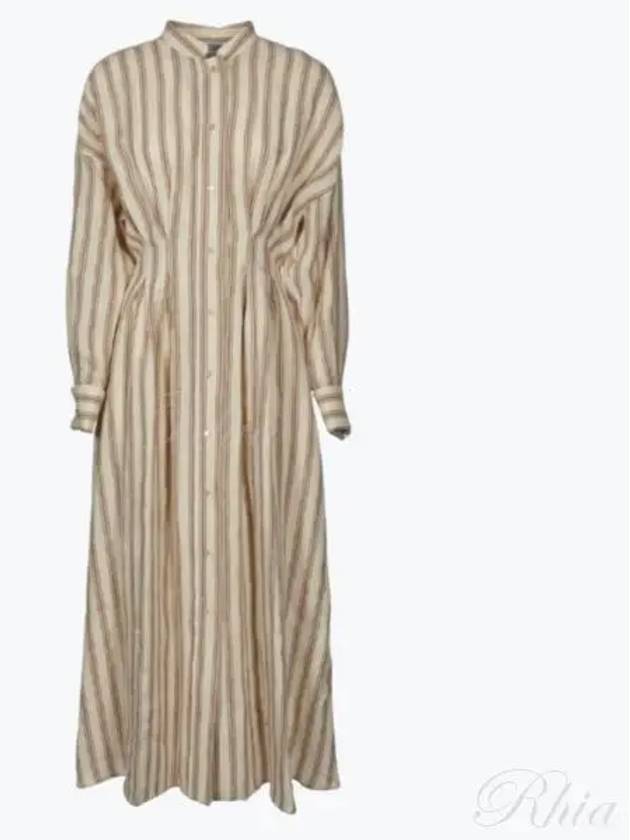 Striped Linen Long Dress White - MAX MARA - BALAAN 2