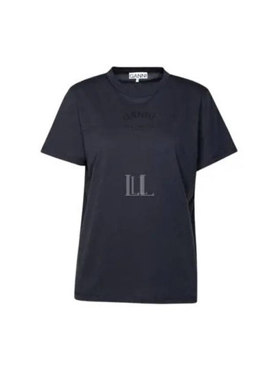 Relaxed O-Neck Short Sleeve T-Shirt Navy - GANNI - BALAAN 2