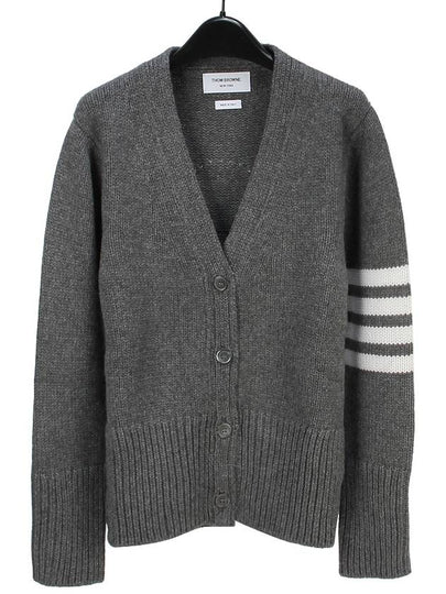 Pearl Embroidery Cashmere Cardigan Medium Grey - THOM BROWNE - BALAAN 2