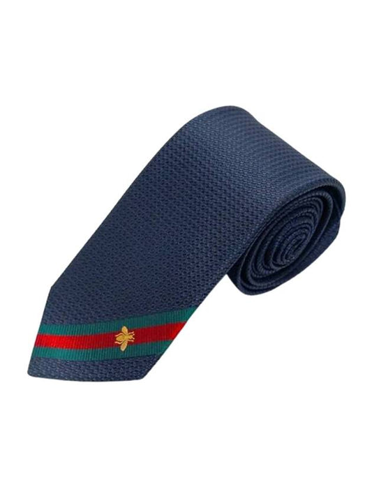 Web Bee Detail Silk Tie Navy - GUCCI - BALAAN 1